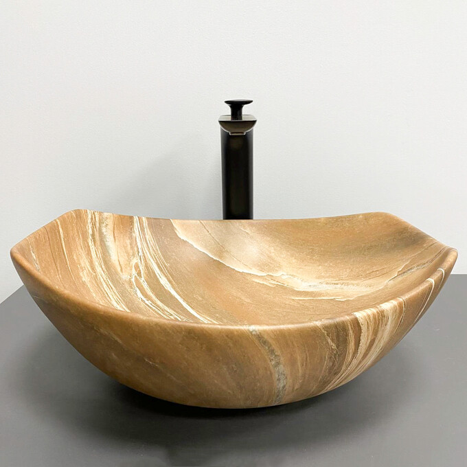 Умивальник VBI Ronta Brown Stone Matt VBI-017303 (42x38 см, коричневий камінь матовий, чаша), Доступні розміри: 42 x 38, Колір виробника: коричневий камінь матовий, фото , изображение 2