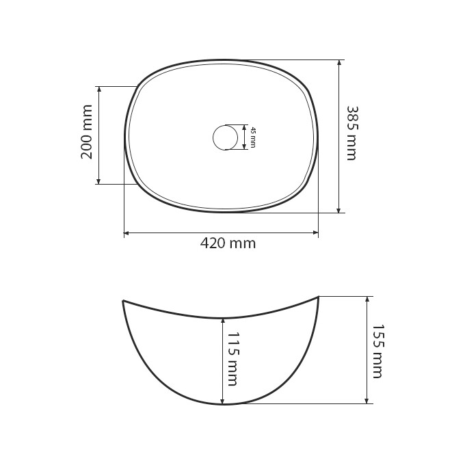 Умивальник VBI Ronta Brown Stone Matt VBI-017303 (42x38 см, коричневий камінь матовий, чаша), Доступні розміри: 42 x 38, Колір виробника: коричневий камінь матовий, фото , изображение 5