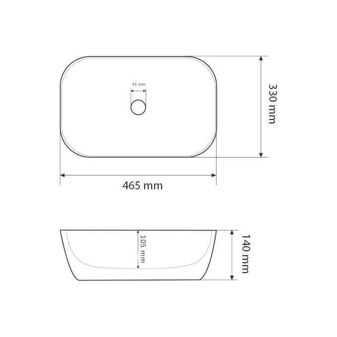 Умивальник VBI Ravenna Space Grey Matt VBI-011222 (46x33 см, космос сірий матовий, чаша), Доступні розміри: 45 x 32, Колір виробника: космос сірий матовий, фото , изображение 4