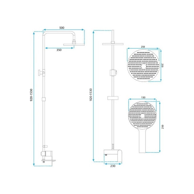 Душова система Rea Avalon Tytan Graphite REA-P2401 (графітова, з виливом), фото , изображение 5