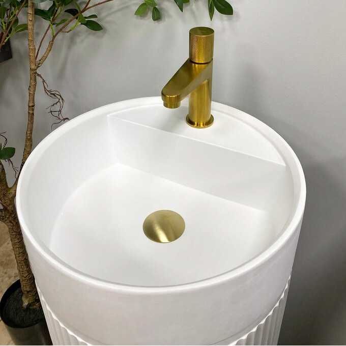 Умивальник VBI Mirano White Matt VBI-019022 (39 см, білий матовий, підлоговий), фото , изображение 2