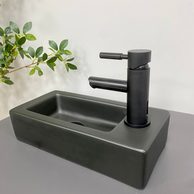 Умивальник VBI Komo L Black Matt VBI-015615 (37x18 см, чорний матовий), фото , изображение 2