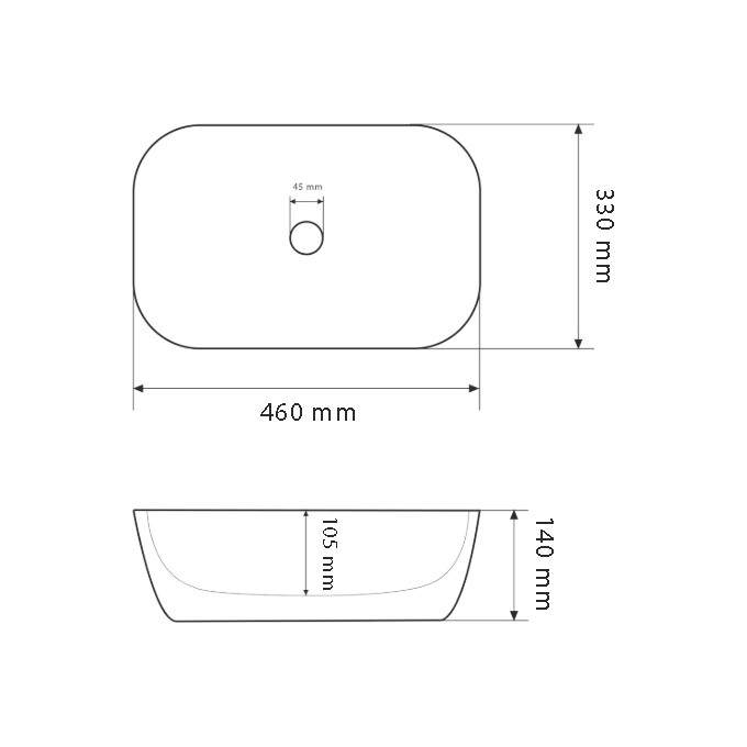 Умывальник VBI Ravenna Space Black Matt VBI-011221 (46x33 см, космос черный матовый, чаша), Доступные размеры: 45 x 32, Цвет производителя: космос черный матовый, фото 5