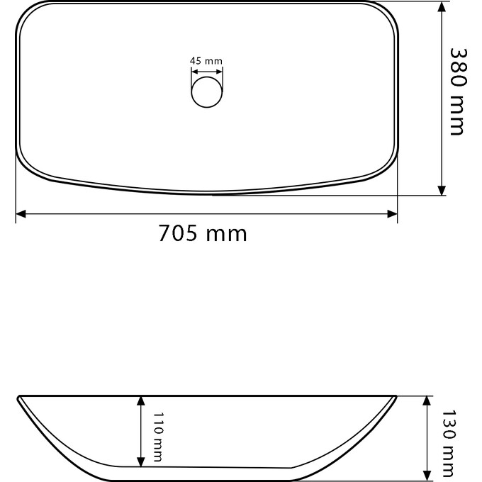 Умивальник VBI Silvi White Glossy VBI-015101 (70x38 см, білий глянсовий, чаша), Доступні розміри: 70 x 38, Колір виробника: білий глянець, фото , изображение 5