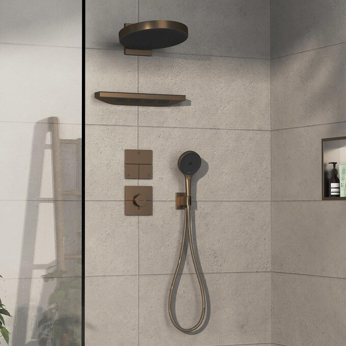 Смеситель скрытого монтажа с термостатом для душа Hansgrohe ShowerSelect Comfort E Brushed Bronze 15574140+01500180 (брашированная бронза, внутренняя часть в комплекте), Цвет производителя: брашированная бронза, фото 3