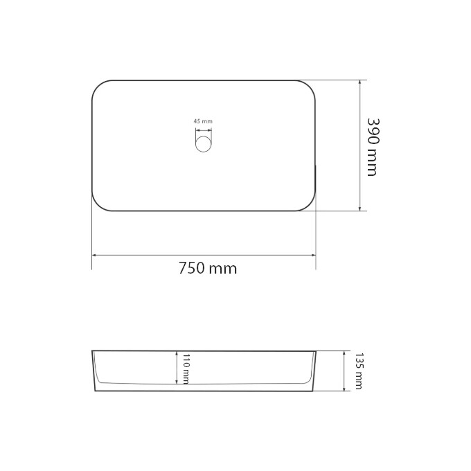 Умивальник VBI Vestone 75 White Glossy VBI-017003 (75x39 см, білий глянсовий), Доступні розміри: 75 x 39, Колір виробника: білий глянець, фото , изображение 4