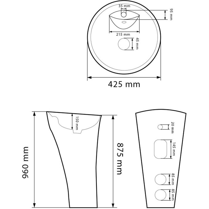 Умивальник VBI Andora White VBI-019011 (43 см, білий глянсовий, підлоговий), фото , изображение 6