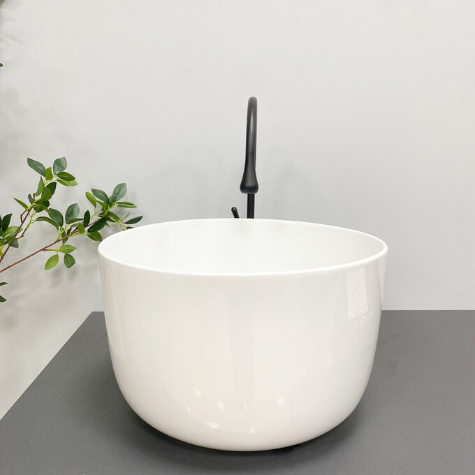 Умивальник VBI Rossano White Glossy VBI-016606 (39 см, білий глянсовий, чаша), фото , изображение 3