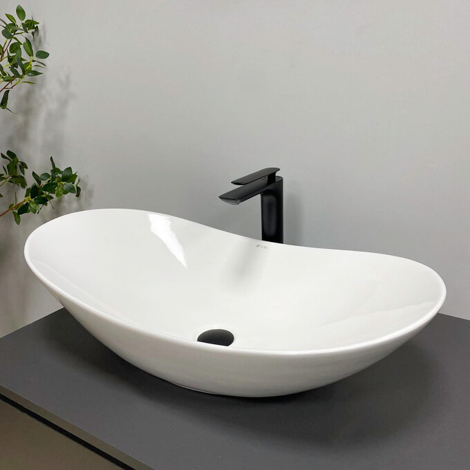 Умивальник VBI Turin L White Glossy VBI-011512 (69x38 см, білий глянсовий, чаша), Доступні розміри: 69 x 38, Колір виробника: білий глянець, фото 