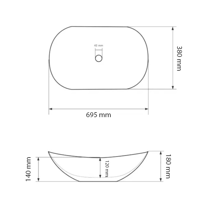 Умивальник VBI Turin L White Glossy VBI-011512 (69x38 см, білий глянсовий, чаша), Доступні розміри: 69 x 38, Колір виробника: білий глянець, фото , изображение 4
