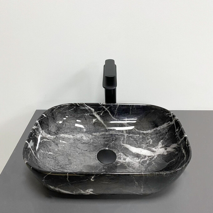 Умывальник VBI Ravenna Black Opal Glossy VBI-011225 (46x33 см, черный опал глянцевый, чаша), Доступные размеры: 45 x 32, Цвет производителя: черный опал глянцевый, фото 2