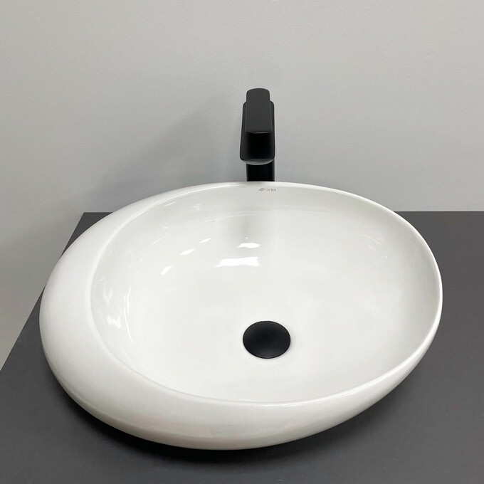 Умивальник VBI Riccia White Glossy VBI-017200 (51x41 см, білий глянсовий, чаша), Доступні розміри: 51 x 41, Колір виробника: білий глянець, фото 