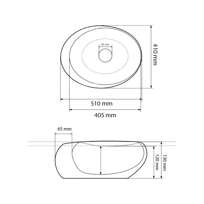 Умивальник VBI Riccia White Glossy VBI-017200 (51x41 см, білий глянсовий, чаша), Доступні розміри: 51 x 41, Колір виробника: білий глянець, фото , изображение 5