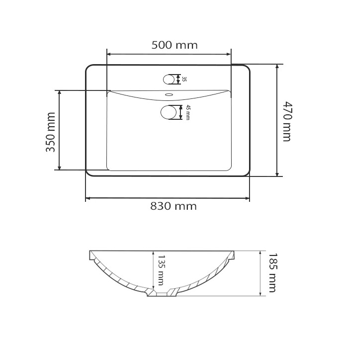 Умивальник VBI Busso 80 White Glossy VBI-018046 (83x47 см, білий глянсовий, з крилом), фото , изображение 4