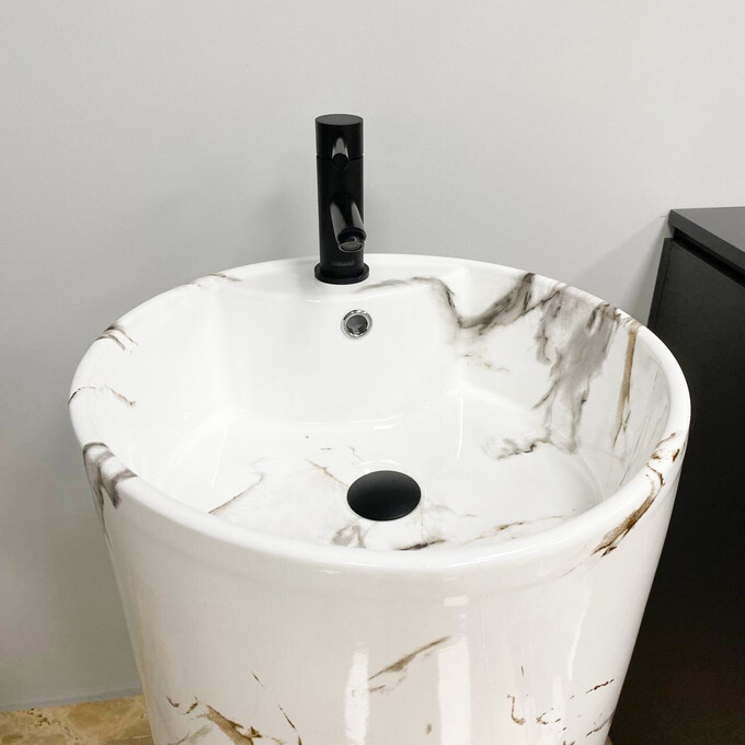 Умивальник VBI Bolonia Carrara VBI-019013 (47 см, мармур глянсовий, підлоговий), фото , изображение 4