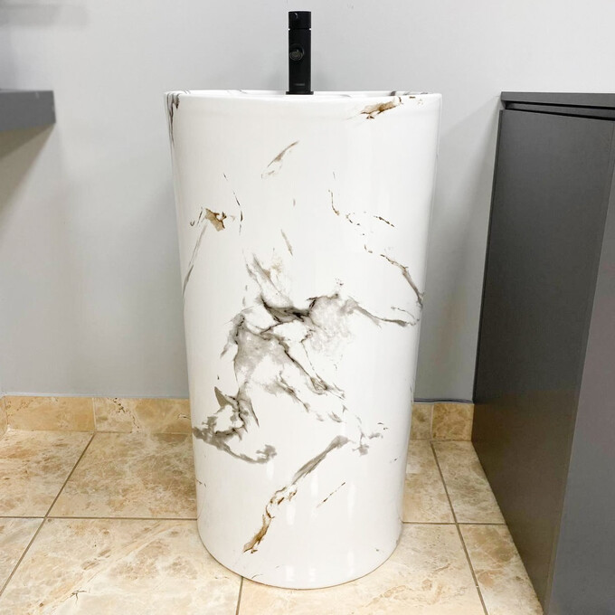 Умивальник VBI Bolonia Carrara VBI-019013 (47 см, мармур глянсовий, підлоговий), фото , изображение 5