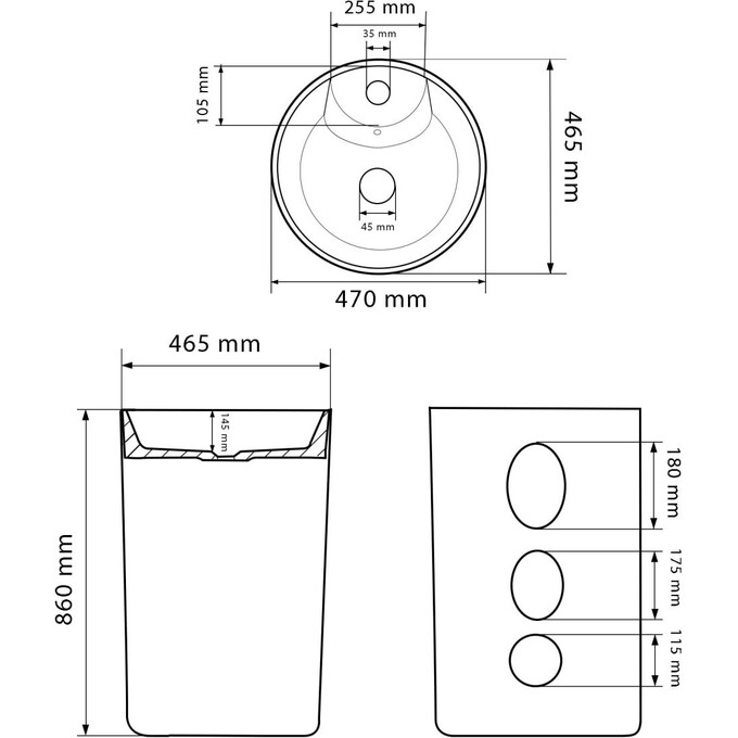 Умивальник VBI Bolonia Carrara VBI-019013 (47 см, мармур глянсовий, підлоговий), фото , изображение 6
