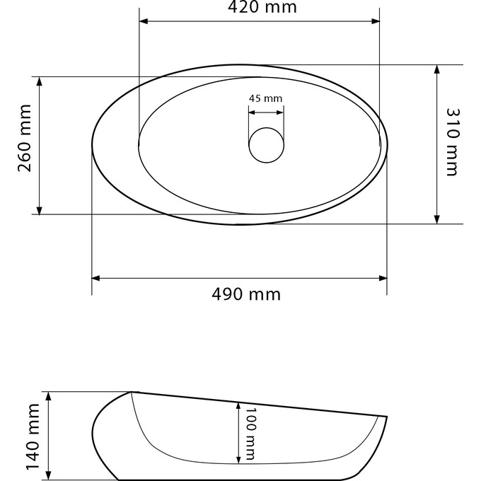 Умивальник VBI Vicenza Brown Stone Matt VBI-014802 (49x31 см, коричневий камінь матовий, чаша), Доступні розміри: 49 x 31, Колір виробника: коричневий камінь матовий, фото , изображение 5