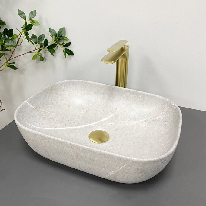 Умивальник VBI Ravenna Grey Stone Matt VBI-011216 (46x32 см, сірий матовий камінь, чаша), Доступні розміри: 45 x 32, Колір виробника: сірий камінь матовий, фото 