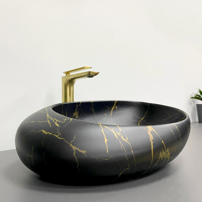 Умивальник VBI Valiano Marble Black Matt VBI-016101 (49x36 см, мармур чорний матовий, чаша), фото , изображение 3