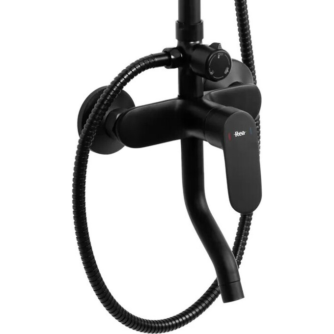 Душова система Rea Salton Black REA-P2409 (чорна, з виливом), фото , изображение 3