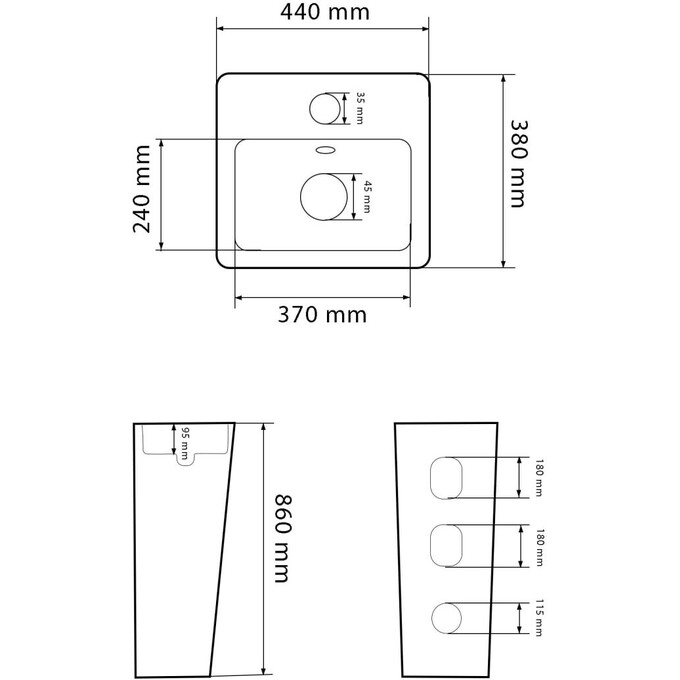 Умивальник VBI Alatri Carrara VBI-019014 (44x38 см, мармур глянсовий, підлоговий), фото , изображение 6