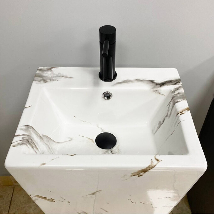 Умивальник VBI Alatri Carrara VBI-019014 (44x38 см, мармур глянсовий, підлоговий), фото , изображение 2