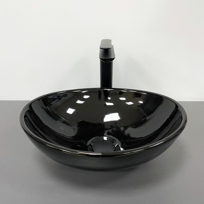 Умивальник VBI Parma Black Glossy VBI-011021 (42x34 см, чорний глянсовий, чаша), Доступні розміри: 42 x 34, Колір виробника: чорний глянець, фото , изображение 3