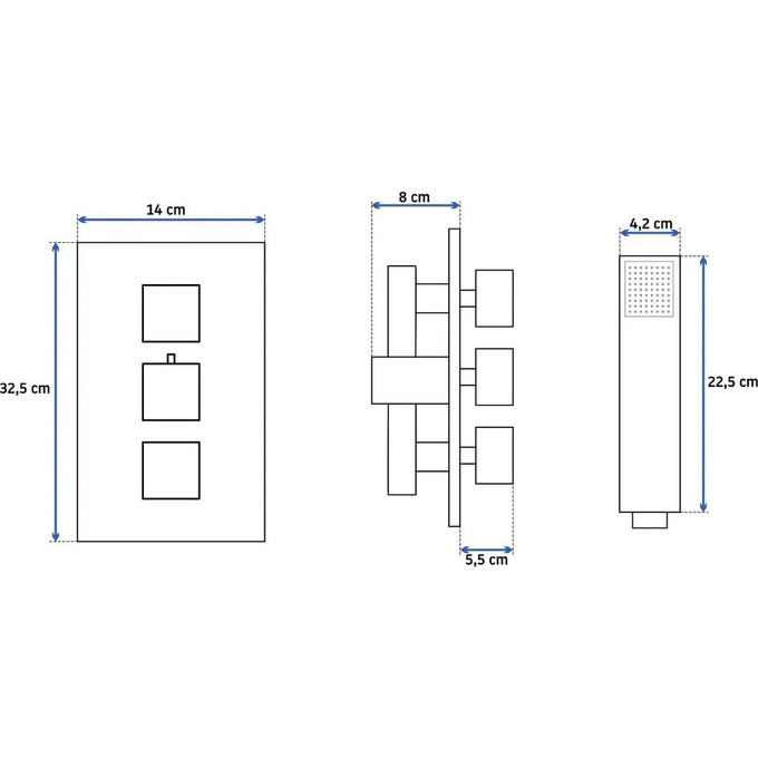 Змішувач прихованого монтажу з термостатом для ванни Rea Brito Chrome REA-P0801KPL-W (з лійкою та шлангом, внутрішня частина в комплекті), фото , изображение 4