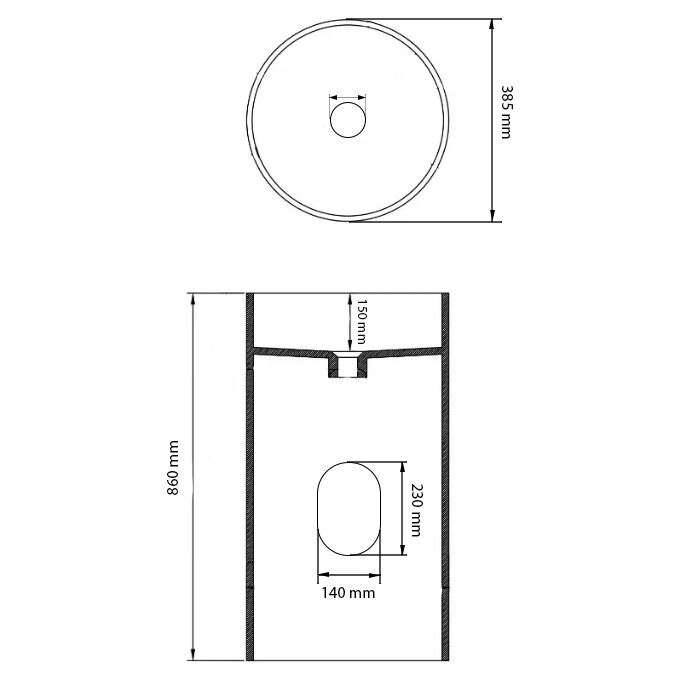 Умивальник VBI Catania Black Matt VBI-019021 (39 см, чорний матовий, підлоговий), Доступні розміри: 39 x 39, Колір виробника: чорний матовий, фото , изображение 4