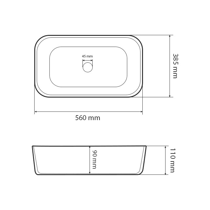 Умивальник VBI Vestone 55 White Glossy VBI-017001 (56x38 см, білий глянсовий), Доступні розміри: 56 x 38, Колір виробника: білий глянець, фото , изображение 4
