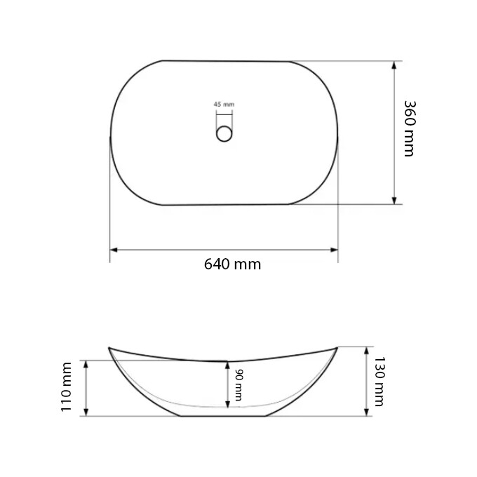 Умивальник VBI Turin Black Matt/White Glossy VBI-011513 (64x36 см, чорний матовий/білий глянсовий, чаша), Доступні розміри: 64 x 36, Колір виробника: чорний матовий, білий глянсовий, фото , изображение 4