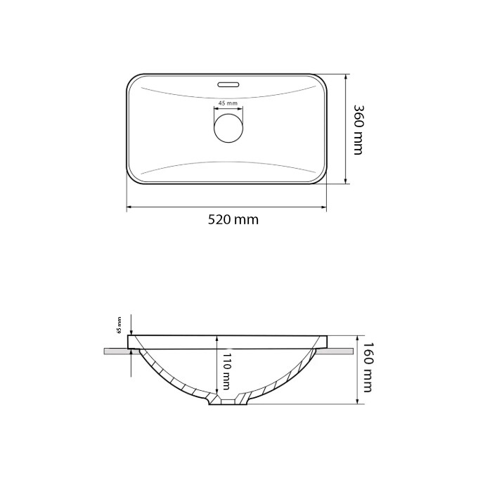 Умивальник VBI Bitritto S White Glossy VBI-018023 (52x36 см, білий глянсовий), Доступні розміри: 52 x 36, Колір виробника: білий глянець, фото , изображение 4