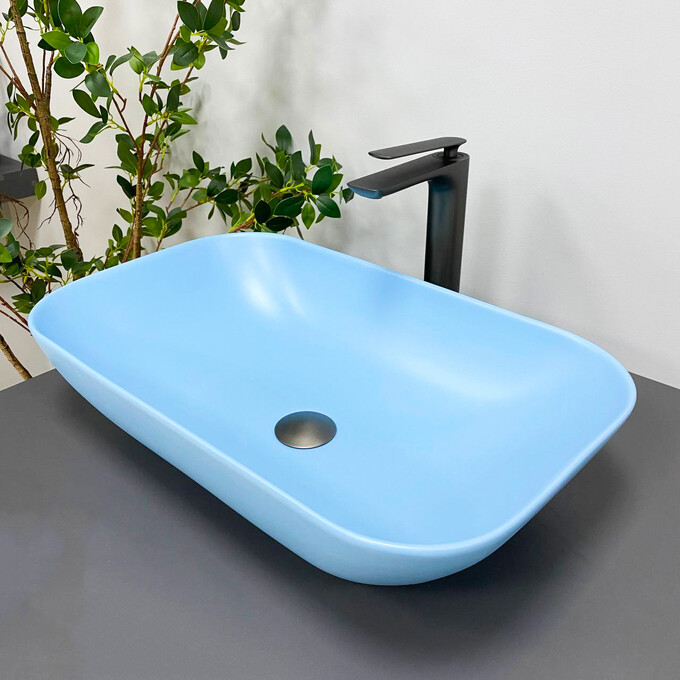 Умивальник VBI Avezzano Blue Matt VBI-014403 (58x36 см, блакитний матовий, чаша), Колір виробника: блакитний матовий, фото 