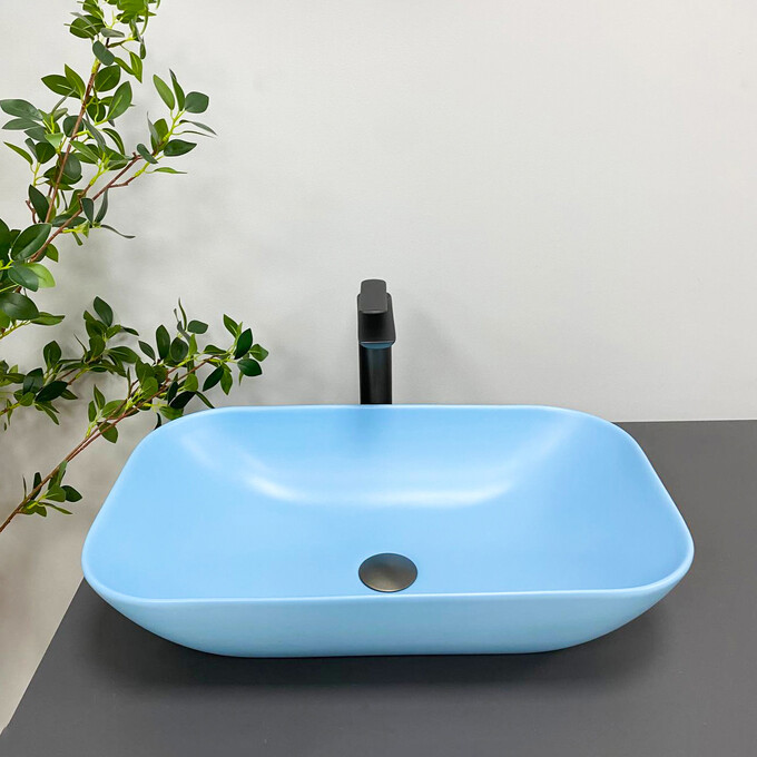 Умивальник VBI Avezzano Blue Matt VBI-014403 (58x36 см, блакитний матовий, чаша), Колір виробника: блакитний матовий, фото , изображение 3