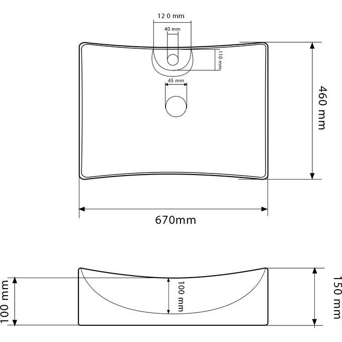 Умивальник VBI Viareggio L White Glossy VBI-016203 (67x46 см, білий глянсовий), Доступні розміри: 67 x 46, фото , изображение 5