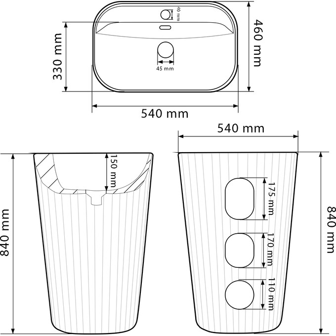 Умивальник VBI Tarsia White Glossy VBI-019008 (54x46 см, білий глянсовий, підлоговий), фото , изображение 6