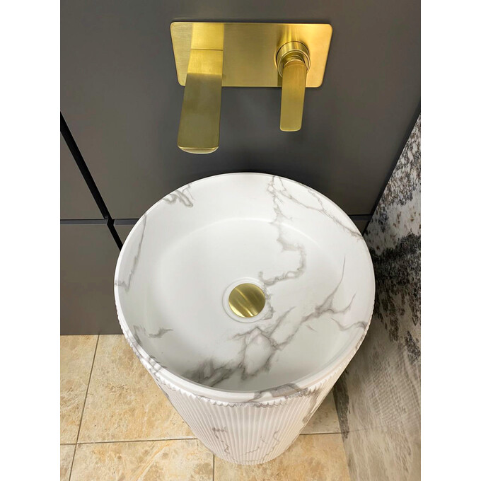 Умивальник VBI Taranto Marmo Matt VBI-019017 (39 см, мармур матовий, підлоговий), фото , изображение 2