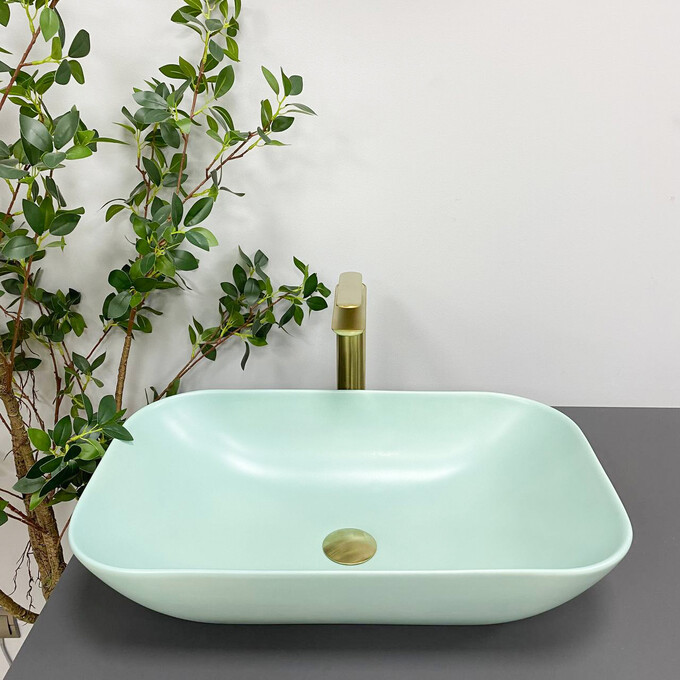 Умивальник VBI Avezzano Green Matt VBI-014404 (58x36 см, зелений матовий, чаша), Колір виробника: зелений матовий, фото 