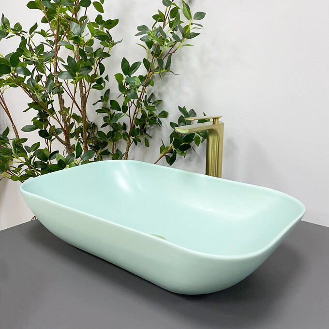 Умивальник VBI Avezzano Green Matt VBI-014404 (58x36 см, зелений матовий, чаша), Колір виробника: зелений матовий, фото , изображение 3