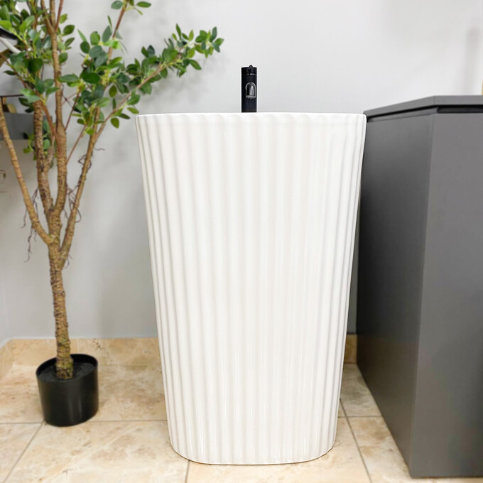 Умивальник VBI Tarsia White Glossy VBI-019008 (54x46 см, білий глянсовий, підлоговий), фото 