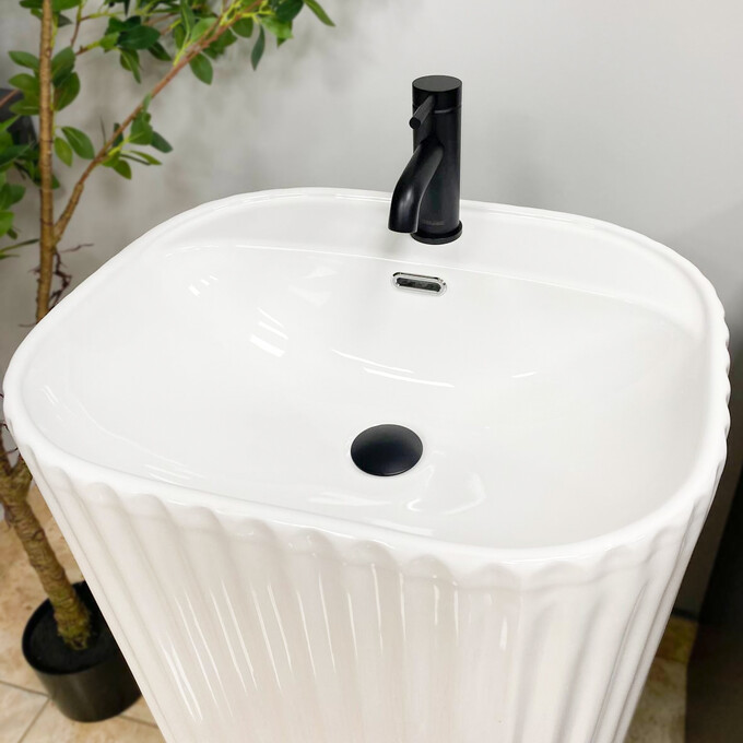 Умивальник VBI Tarsia White Glossy VBI-019008 (54x46 см, білий глянсовий, підлоговий), фото , изображение 3