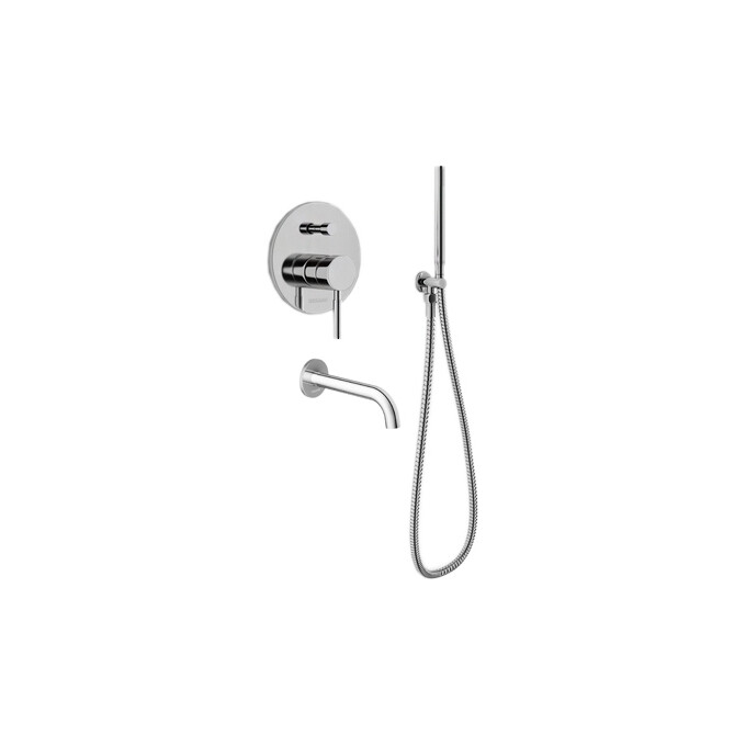 Смеситель скрытого монтажа для ванны Kohlman Roxin Chrome KPL-QW210R (с лейкой и шлангом, внутренняя часть в комплекте), фото 2