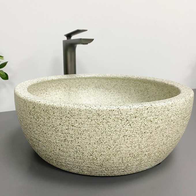 Умивальник VBI Corridonia Beige Stone Matt VBI-016100 (42 см, матовий бежевий камінь, чаша), фото , изображение 4