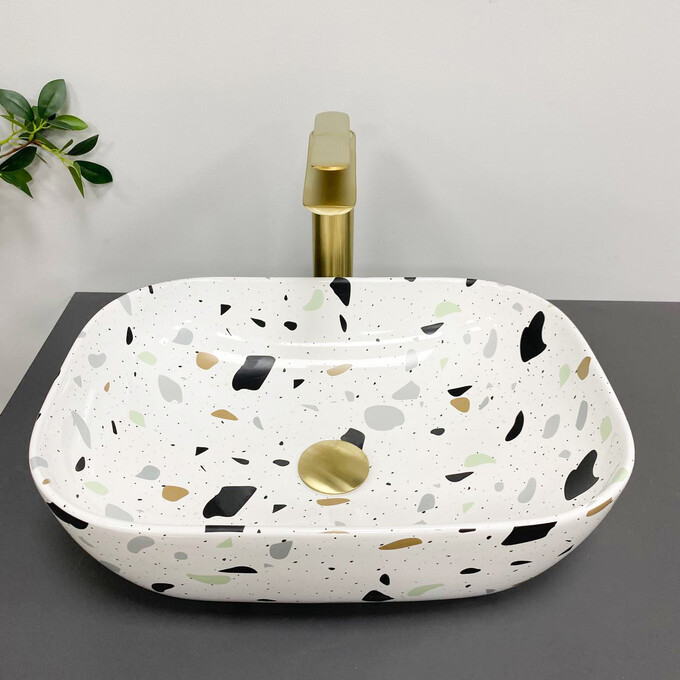 Умивальник VBI Ravenna Terazzo Glossy VBI-011219 (46x32 см, тераззо глянсовий, чаша), Доступні розміри: 45 x 32, Колір виробника: тераззо глянсовий, фото , изображение 3