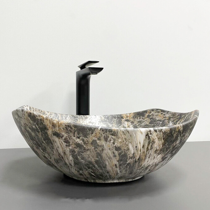 Умивальник VBI Ronta Dark Grey Stone Matt VBI-017302 (42x38 см, темно-сірий камінь матовий, чаша), Доступні розміри: 42 x 38, Колір виробника: темно-сірий камінь матовий, фото , изображение 2