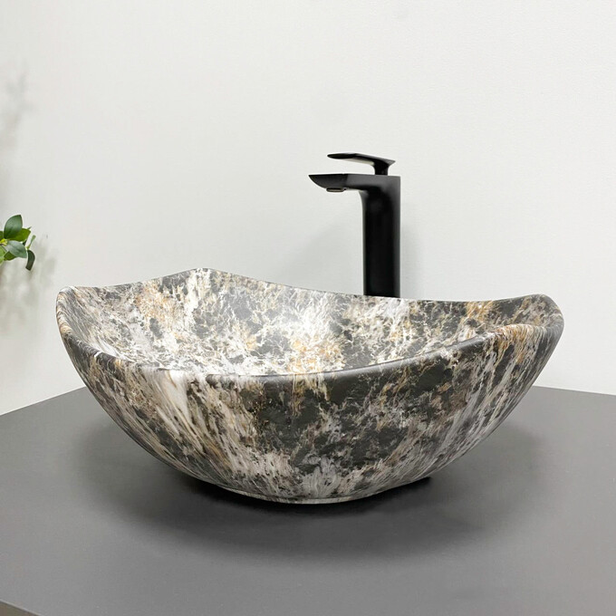 Умивальник VBI Ronta Dark Grey Stone Matt VBI-017302 (42x38 см, темно-сірий камінь матовий, чаша), Доступні розміри: 42 x 38, Колір виробника: темно-сірий камінь матовий, фото , изображение 3