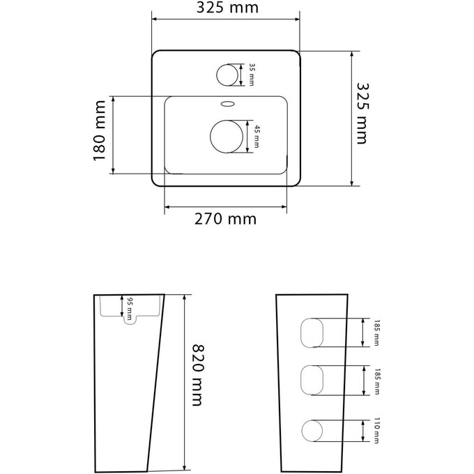 Умивальник VBI Savona White Glossy VBI-019012 (33x33 см, білий глянсовий, підлоговий), фото , изображение 5