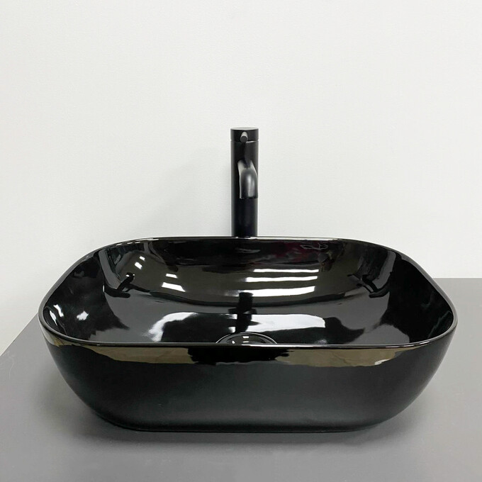 Умивальник VBI Ravenna Black Glossy VBI-011227 (45x32 см, чорний глянсовий, чаша), Доступні розміри: 45 x 32, Колір виробника: чорний глянець, фото , изображение 3
