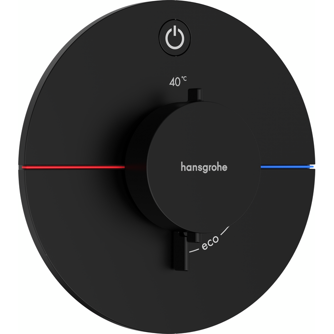 Смеситель скрытого монтажа с термостатом для душа Hansgrohe ShowerSelect S Matt Black 15553670+01500180 (черный матовый, внутренняя часть в комплекте), Цвет производителя: черный матовый, фото 2